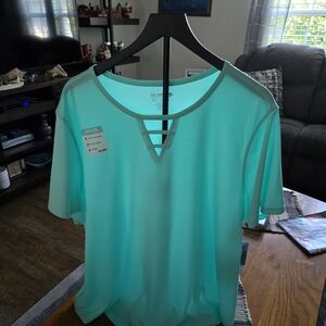 Reel Legends Aqua Short-Sleeve V-Neck Strappy Top